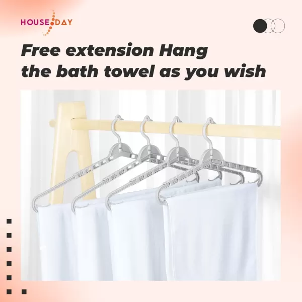 HOUSE DAY Extra Large Adjustable Hangers 4 Pack Heavy Duty Clothes Hangers with 360 Rotating Hook Sturdy Plastic Hangers Ideal for CoatSweaters Jackets Bath Towels Oversized Garments Gray