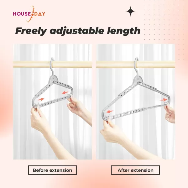 HOUSE DAY Extra Large Adjustable Hangers 4 Pack Heavy Duty Clothes Hangers with 360 Rotating Hook Sturdy Plastic Hangers Ideal for CoatSweaters Jackets Bath Towels Oversized Garments Gray