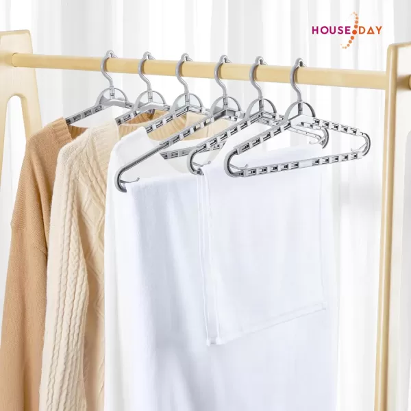 HOUSE DAY Extra Large Adjustable Hangers 4 Pack Heavy Duty Clothes Hangers with 360 Rotating Hook Sturdy Plastic Hangers Ideal for CoatSweaters Jackets Bath Towels Oversized Garments Gray