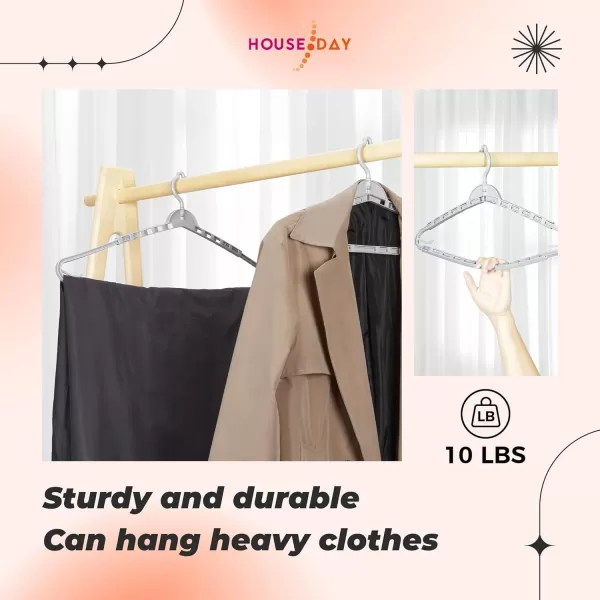 HOUSE DAY Extra Large Adjustable Hangers 4 Pack Heavy Duty Clothes Hangers with 360 Rotating Hook Sturdy Plastic Hangers Ideal for CoatSweaters Jackets Bath Towels Oversized Garments Gray