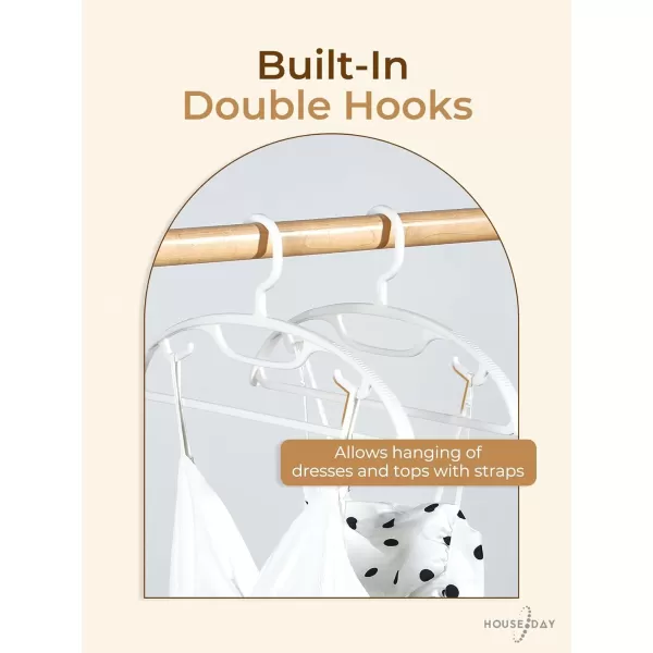 HOUSE DAY White Plastic Clothes Hangers Heavy Duty Coat Hangers 24 Pack Premium Thick Wide Shoulder Suit Hanger with NonSlip Hook Space Saving Hangers for Shirts Sweaters Dresses PantsWhite