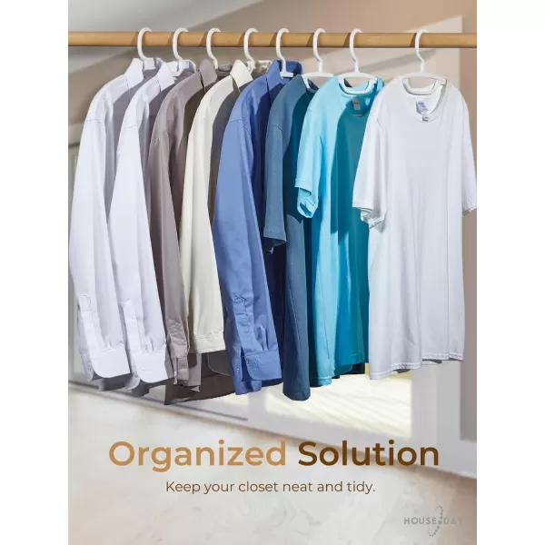 HOUSE DAY White Plastic Clothes Hangers Heavy Duty Coat Hangers 24 Pack Premium Thick Wide Shoulder Suit Hanger with NonSlip Hook Space Saving Hangers for Shirts Sweaters Dresses PantsWhite
