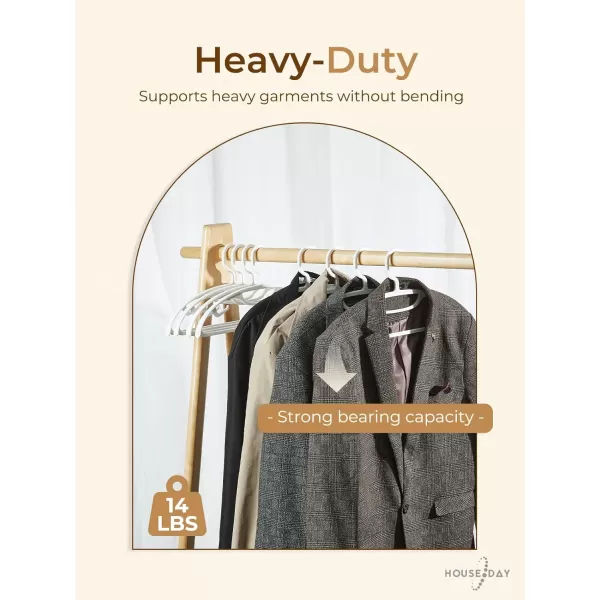 HOUSE DAY White Plastic Clothes Hangers Heavy Duty Coat Hangers 24 Pack Premium Thick Wide Shoulder Suit Hanger with NonSlip Hook Space Saving Hangers for Shirts Sweaters Dresses PantsWhite