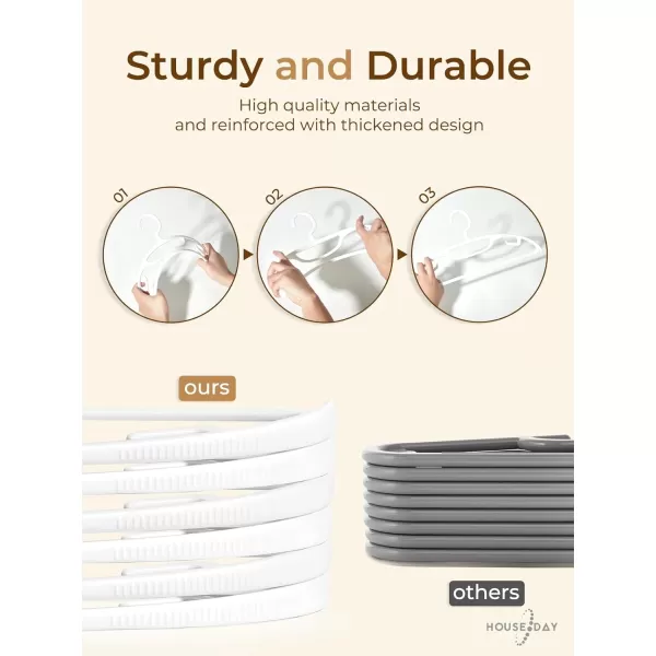 HOUSE DAY White Plastic Clothes Hangers Heavy Duty Coat Hangers 24 Pack Premium Thick Wide Shoulder Suit Hanger with NonSlip Hook Space Saving Hangers for Shirts Sweaters Dresses PantsWhite