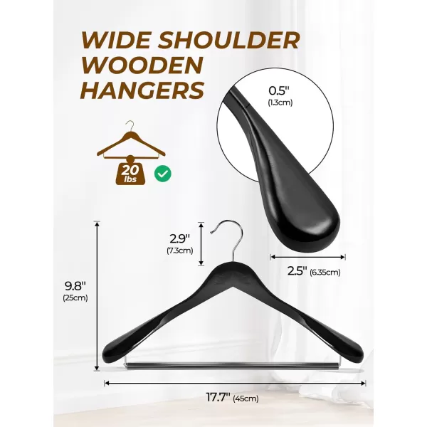 HOUSE DAY Wide Shoulder Wooden Hangers Wood Suit Hangers with Non Slip Pant Holder Heavy Duty Coat Hangers for Closet Wooden Clothes Hangers for Suits Coats Jackets Shirts 6 Pack WalnutBlack