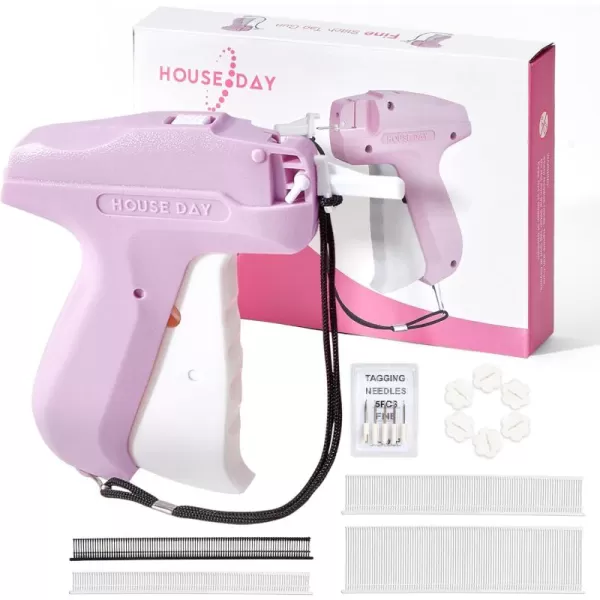 HOUSE DAY Stitch Gun for Clothes Micro Tagging Gun for Clothing Stitchy Speedy Price Gun with 6 Fine Needles 2200 Micro Thin Fasteners 50 Buttons Pink