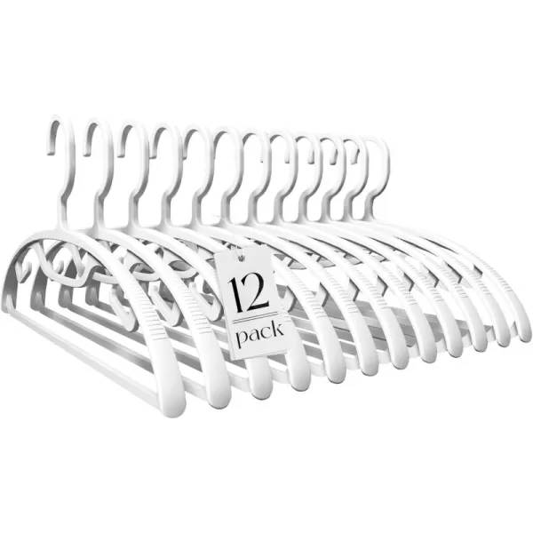 HOUSE DAY White Plastic Clothes Hangers Heavy Duty Coat Hangers 24 Pack Premium Thick Wide Shoulder Suit Hanger with NonSlip Hook Space Saving Hangers for Shirts Sweaters Dresses PantsWhite