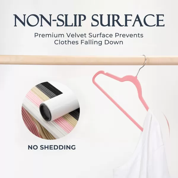 HOUSE DAY Grey Velvet Hangers 60 Pack Premium Clothes Hangers NonSlip Felt Hangers Sturdy Grey Hangers Heavy Duty Coat Hangers Space Saving Durable Suit Hangers No Hanger Marks Rose Gold HookSakura Pink