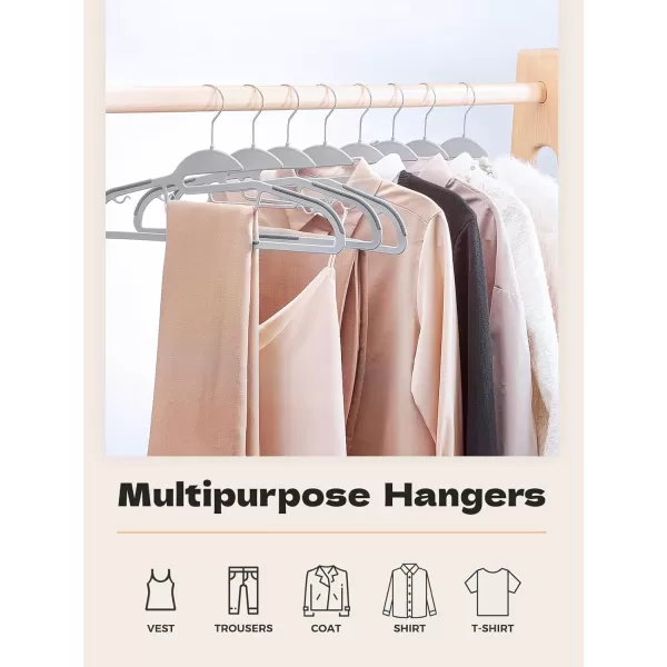 imageHOUSE DAY Black Plastic Hangers 50 Pack Slim Clothes Hangers Space Saving Non Slip Hangers with Rubber Pads Sturdy Coat Hangers for Closet SShaped Hangers for Shirt Suit Pant SkirtLight Grey  Dark Grey