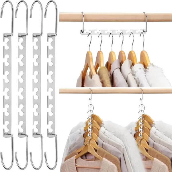 imageHOUSE DAY Space Saving Hangers for Clothes 6 Pack Heavy Duty Hanger Organizer  30 Lbs Capacity  Metal Magic Hanger Sturdy Multi Hangers Closet Space Saver Hangers Closet Organizers and Storage6 Pack