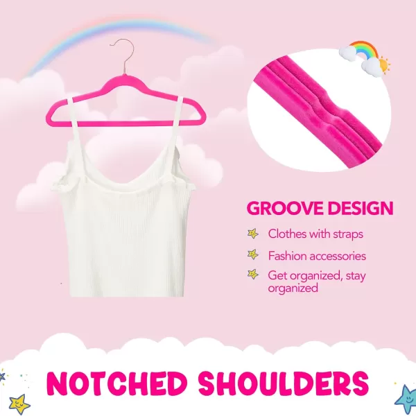 imageHOUSE DAY Velvet Kids Hangers 120 Pack Premium Childrens Hangers for Closet Slim Cute Hangers Kids Clothes Hanger Non Slip Kids Felt Hangers 14 Inch Small Hangers for Kids Clothes Blush PinkHot Pink