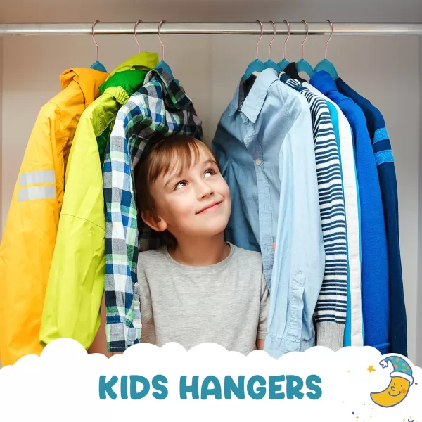 imageHOUSE DAY Velvet Kids Hangers 120 Pack Premium Childrens Hangers for Closet Slim Cute Hangers Kids Clothes Hanger Non Slip Kids Felt Hangers 14 Inch Small Hangers for Kids Clothes Blush PinkLight Blue