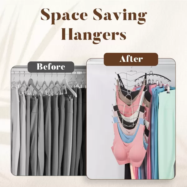 imageHOUSE DAY Yoga Closet Organizers and Storage Set Leggings Organizer 2 Pack and Tank Top Hanger 2 Pack Space Saver Hangers for Pants Bras Hats ShortsBlack