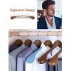 imageHOUSE DAY Wood Suit Hangers for Men Smooth Wide Shoulder Wooden Hangers with Non Slip Pant Holder Wide Hangers for Suits Coats Jackets Heavy Wide Clothes Hanger 2 Pack WalnutWalnut