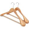 imageHOUSE DAY Wood Suit Hangers for Men Smooth Wide Shoulder Wooden Hangers with Non Slip Pant Holder Wide Hangers for Suits Coats Jackets Heavy Wide Clothes Hanger 2 Pack WalnutNatural