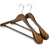 imageHOUSE DAY Wood Suit Hangers for Men Smooth Wide Shoulder Wooden Hangers with Non Slip Pant Holder Wide Hangers for Suits Coats Jackets Heavy Wide Clothes Hanger 2 Pack WalnutWalnut