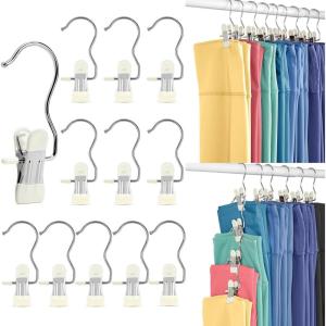 imageCloset Organizers and Storage Clips 60 Pack Legging Organizer for Closet Yoga Pants Hangers Hanging Chip Clips Space Saving Hanger Organization and Storage for Home Organization of Hat Bag IvoryIvory White