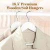 imageHOUSE DAY 165quot Wooden Suit Hangers 6 PackHeavy Duty Wide Shoulder Hangers Solid Wood Coat Hangers with NonSlip Pant Bar for Petite Adults Teens and Small Suits Coats Jackets WhiteWhite