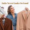 imageHOUSE DAY 165quot Wooden Suit Hangers 6 PackHeavy Duty Wide Shoulder Hangers Solid Wood Coat Hangers with NonSlip Pant Bar for Petite Adults Teens and Small Suits Coats Jackets WhiteWhite