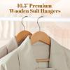 imageHOUSE DAY 165quot Wooden Suit Hangers 6 PackHeavy Duty Wide Shoulder Hangers Solid Wood Coat Hangers with NonSlip Pant Bar for Petite Adults Teens and Small Suits Coats Jackets WhiteNatural