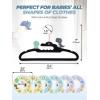 imageHOUSE DAY Premium Velvet Baby Hangers 60 Pack 114 Kids Velvet Hangers Sturdy Baby Hangers for Closet Black Baby Clothes Hangers Toddler Hangers Infant Children Non Slip Hanger for Nursery UseBlack