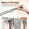 imageHOUSE DAY Heavy Duty Plastic Hangers 60 Pack Non Slip Clothes Hangers with Rubber Pads and 360 Hook  Thin 02 Inch Space Saving Coat Hanger Grey Closet Organizer for Shirt Pants Suit SkirtBlack