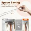 imageHOUSE DAY Heavy Duty Plastic Hangers 60 Pack Non Slip Clothes Hangers with Rubber Pads and 360 Hook  Thin 02 Inch Space Saving Coat Hanger Grey Closet Organizer for Shirt Pants Suit SkirtWhite