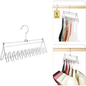 imageHOUSE DAY Bra Hanger Metal for Closet 2 Pack SpaceSaving Tank Top Hanger 20 Hooks Capacity Foldable for Bras Tank Tops Scarves etc  Durable Closet Organizers and Storage for Dorms ampamp Apartments1 Pack