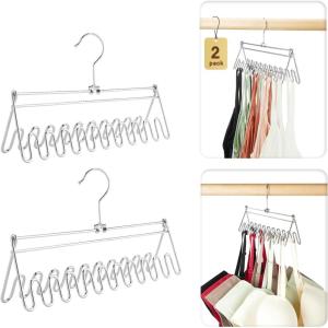 imageHOUSE DAY Bra Hanger Metal for Closet 2 Pack SpaceSaving Tank Top Hanger 20 Hooks Capacity Foldable for Bras Tank Tops Scarves etc  Durable Closet Organizers and Storage for Dorms ampamp Apartments2 Pack