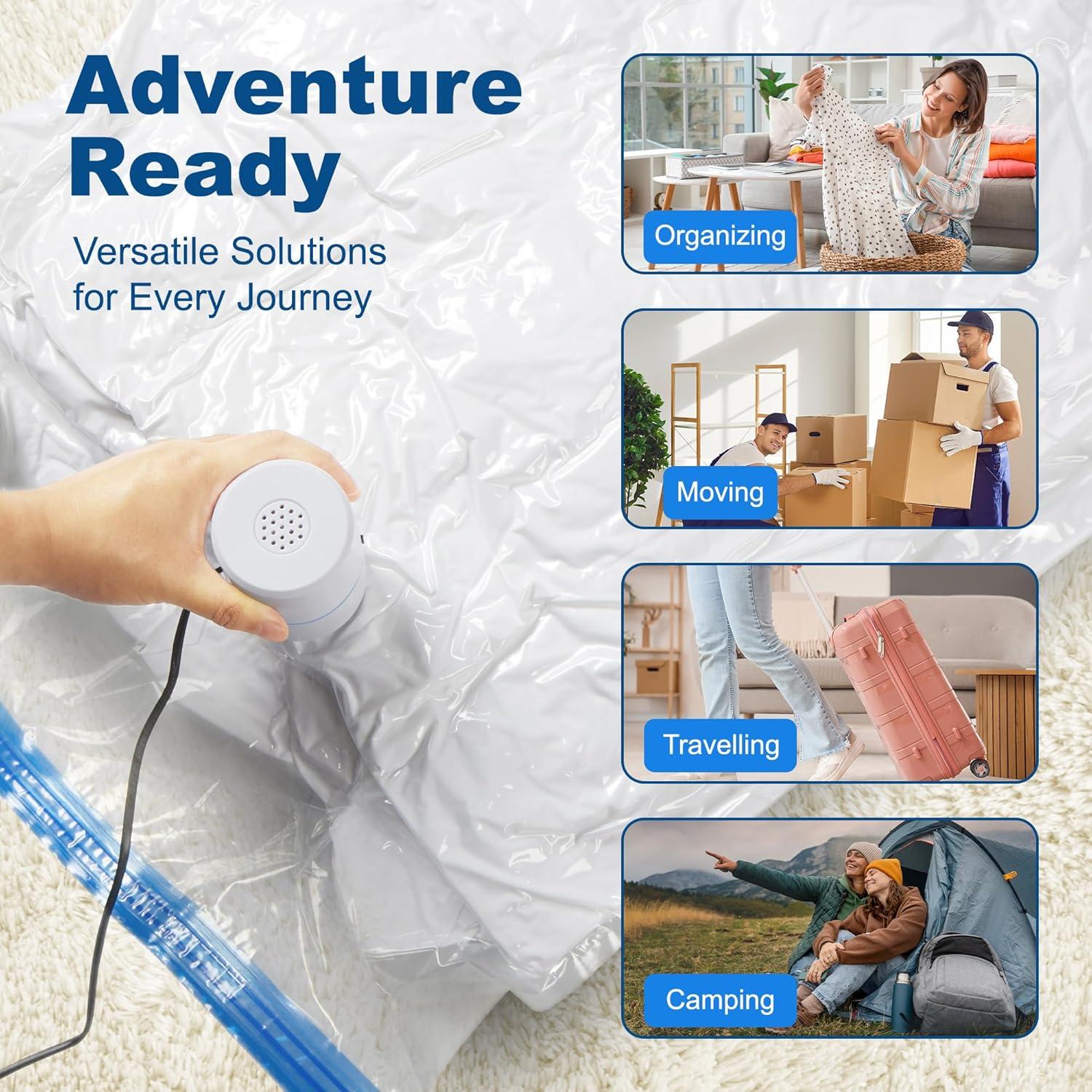 imageHOUSE DAY 18 Pack Vacuum Storage Bags with Electric Pump Valve Space Saver Vacuum Seal Bags for Clothing Comforters and Travel Essentials 3 Jumbo3 Large3 Medium3 Small3 Small3 XS Roll Up Bag30 ComboE PUMP