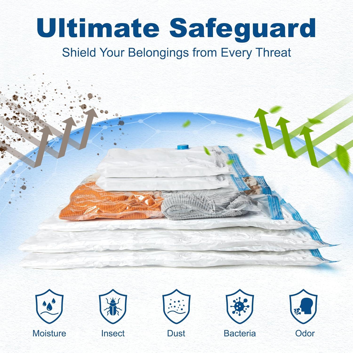 imageHOUSE DAY 18 Pack Vacuum Storage Bags with Electric Pump Valve Space Saver Vacuum Seal Bags for Clothing Comforters and Travel Essentials 3 Jumbo3 Large3 Medium3 Small3 Small3 XS Roll Up Bag30 ComboE PUMP