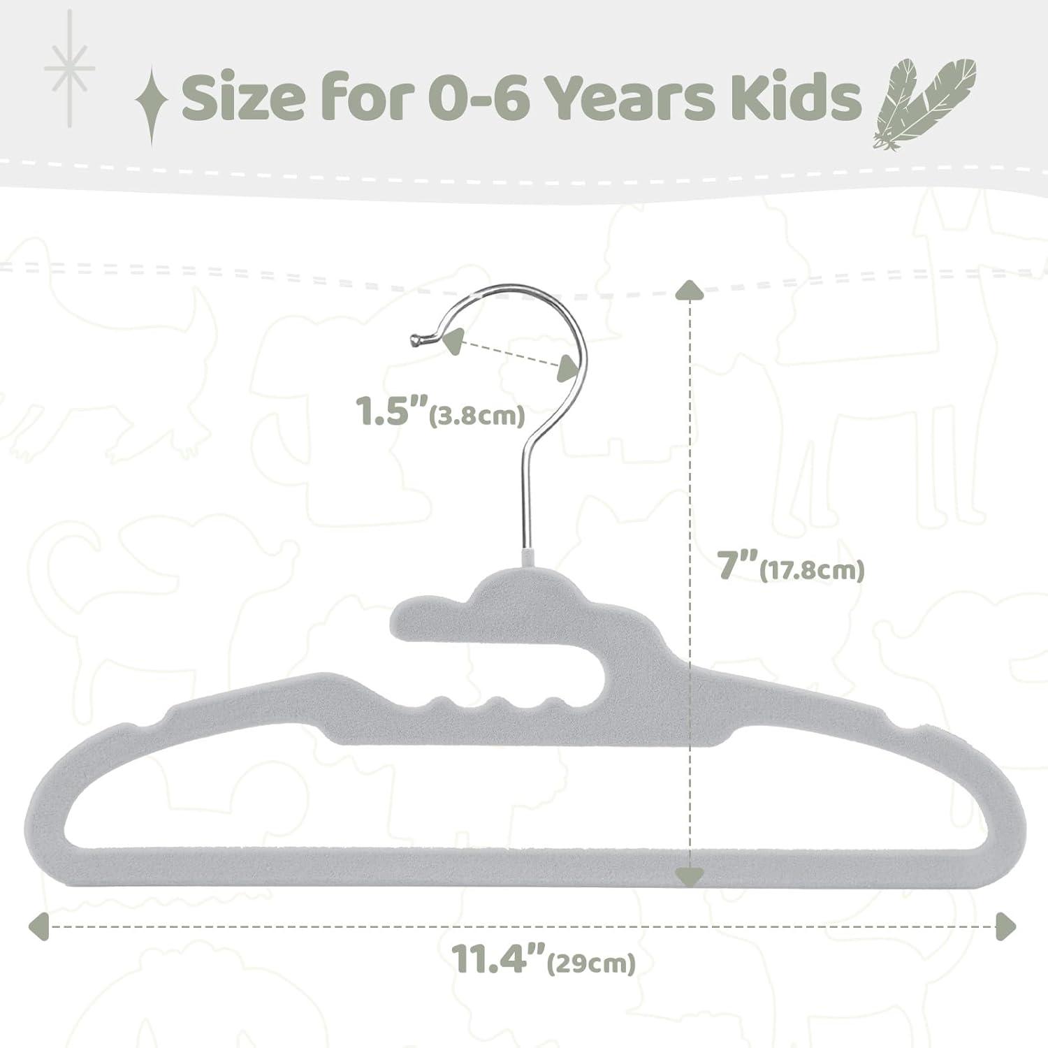 imageHOUSE DAY Premium Baby Velvet Hangers 50 Pack for Kids Non Slip Baby Clothes Hangers for Closet 11 Inch Childrens Hanger Space Saving on Baby Organization GrayGray