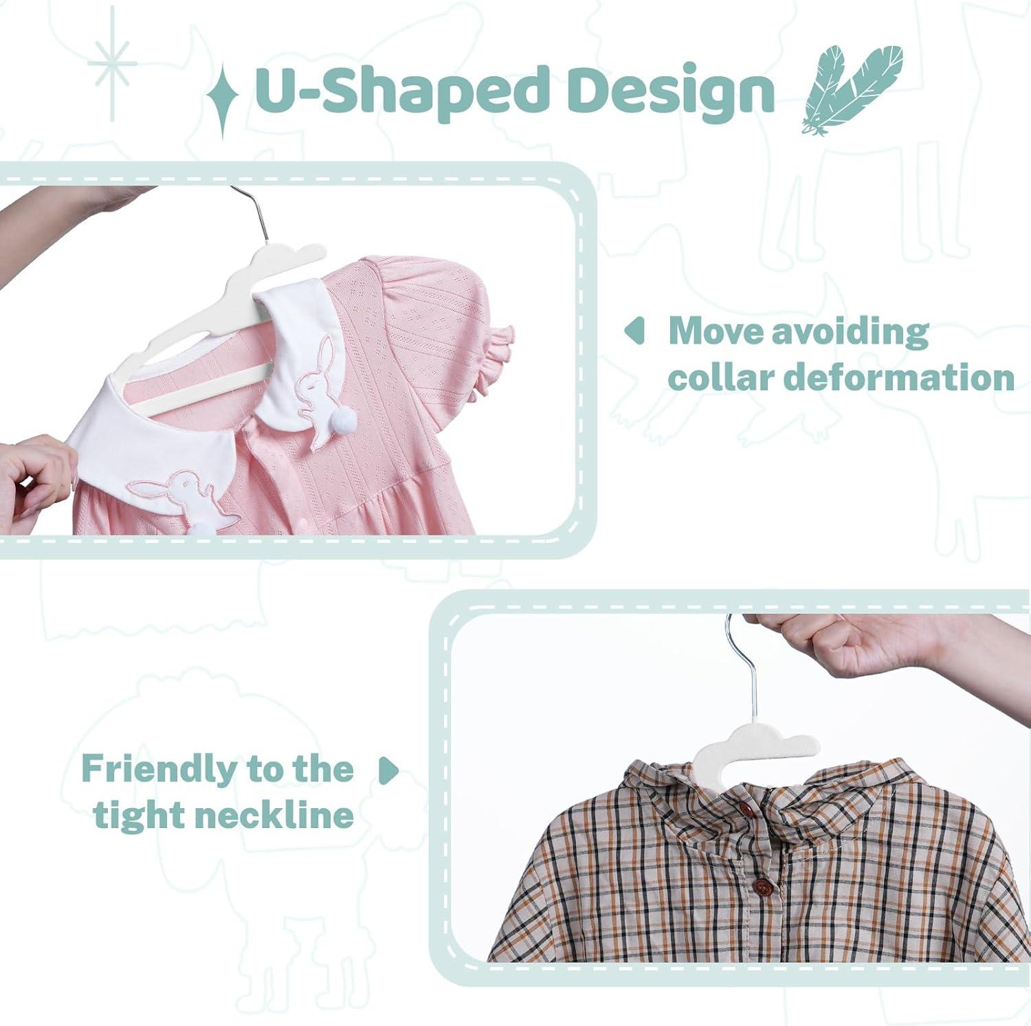 imageHOUSE DAY Premium Baby Velvet Hangers 50 Pack for Kids Non Slip Baby Clothes Hangers for Closet 11 Inch Childrens Hanger Space Saving on Baby Organization GrayWhite