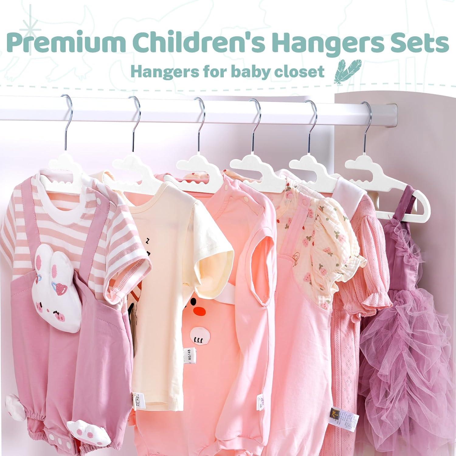 imageHOUSE DAY Premium Baby Velvet Hangers 50 Pack for Kids Non Slip Baby Clothes Hangers for Closet 11 Inch Childrens Hanger Space Saving on Baby Organization GrayWhite
