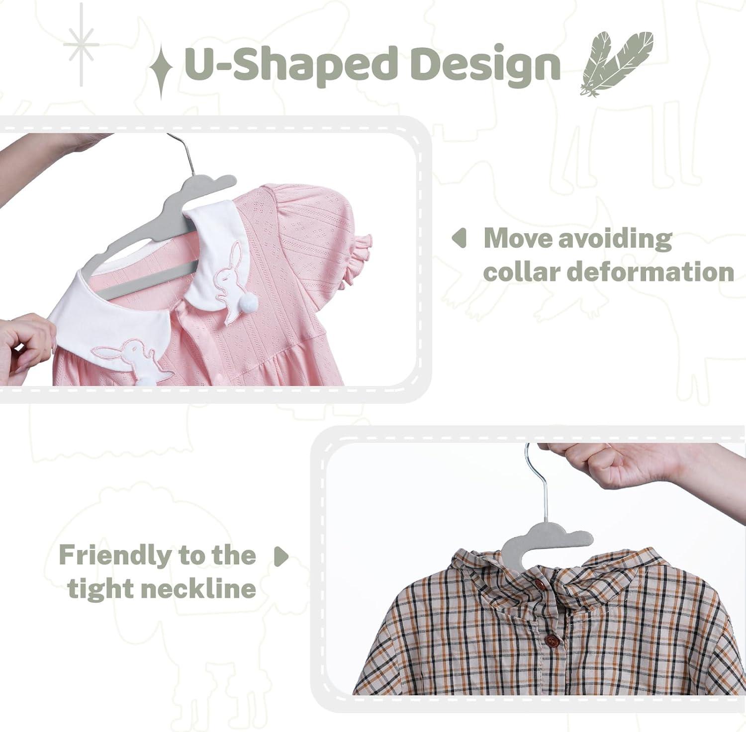 imageHOUSE DAY Premium Baby Velvet Hangers 50 Pack for Kids Non Slip Baby Clothes Hangers for Closet 11 Inch Childrens Hanger Space Saving on Baby Organization GrayGray