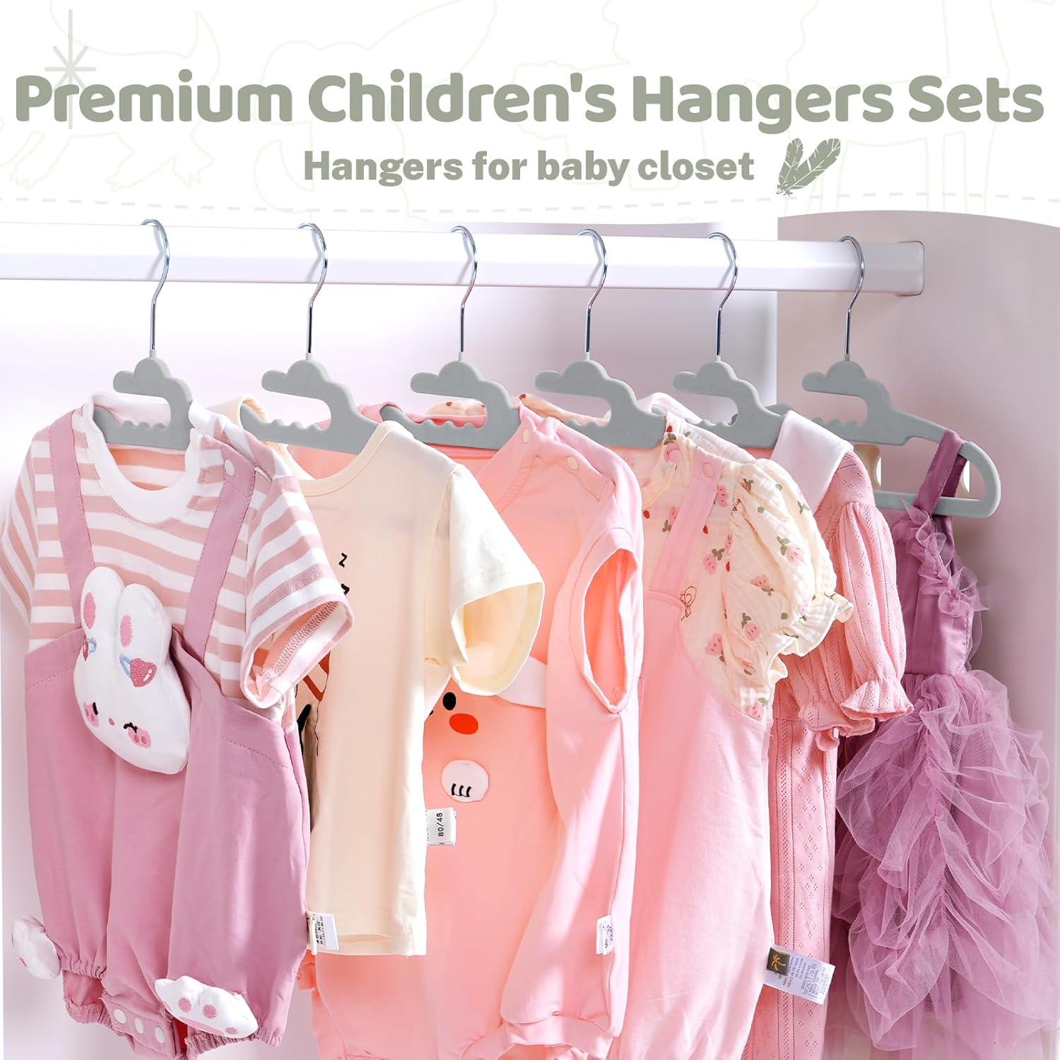 imageHOUSE DAY Premium Baby Velvet Hangers 50 Pack for Kids Non Slip Baby Clothes Hangers for Closet 11 Inch Childrens Hanger Space Saving on Baby Organization GrayGray