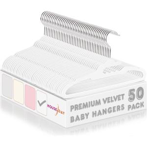 imageHOUSE DAY Premium Baby Velvet Hangers 50 Pack for Kids Non Slip Baby Clothes Hangers for Closet 11 Inch Childrens Hanger Space Saving on Baby Organization GrayWhite