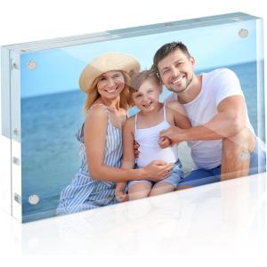 imageHOUSE DAY Acrylic Picture Frames 4x6 Strong Magnetic Photo Frame Double Sided Clear Picture Frames with Microfiber Cloth Frameless Standing Desktop Frame for Home Office Events 3 Pack Gift Ready35x51 Pack