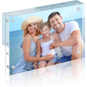 imageHOUSE DAY Acrylic Picture Frames 4x6 Strong Magnetic Photo Frame Double Sided Clear Picture Frames with Microfiber Cloth Frameless Standing Desktop Frame for Home Office Events 3 Pack Gift Ready4x61 Pack