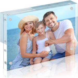 imageHOUSE DAY Acrylic Picture Frames 4x6 Strong Magnetic Photo Frame Double Sided Clear Picture Frames with Microfiber Cloth Frameless Standing Desktop Frame for Home Office Events 3 Pack Gift Ready8x101 Pack