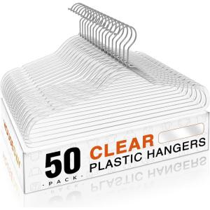 imageHOUSE DAY Clear Plastic Hangers 20 Pack Space Saving Clear Hangers for Clothes Durable Adult Crystal Hanger for Dress Shirts Coats 360 Swivel Hook50