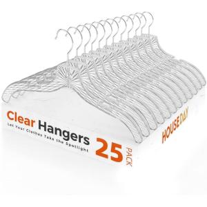 imageHOUSE DAY Clear Plastic Hangers 25 Pack Durable Crystal Hangers for Clothes Light Weight Plastic Dress Hanger for Women Versatile 167 Hanger for Closet and Retail Use with 360 Swivel Hook25