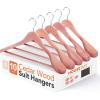 imageHOUSE DAY Wide Shoulder Cedar Hangers for Suits and Coats with Non Slip Pant Bar360 Swivel Hook Smooth Finish Cedar Wood Hangers for Closet Closet Essentials 5 Pack10