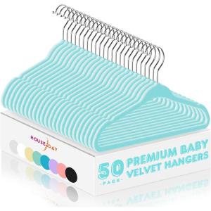 imageHOUSE DAY Black Velvet Baby Hangers 20 Pack Premium Kids Hangers for Children Infant ampamp Toddler Clothes Durable Non Slip Baby Felt Hanger 11 Inch Hanger for Closet Ideal for Everyday UseBlue