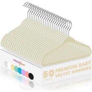 imageHOUSE DAY Black Velvet Baby Hangers 20 Pack Premium Kids Hangers for Children Infant ampamp Toddler Clothes Durable Non Slip Baby Felt Hanger 11 Inch Hanger for Closet Ideal for Everyday UseBeige