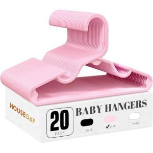 imageHOUSE DAY Baby Hangers 100 Pack  Durable Plastic Infant ampamp Kids Clothes Hangers Thin Compact SpaceSaving Design for NurseryChildrens Closet Toddler Small Hangers White InfantBabyToddlerKidsPink