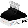 imageHOUSE DAY 14 Inch Kids Velvet Hangers 100 Pack Durable Big Kid Hangers for Youth Teen Non Slip Kids Felt Hanger Cute Childrens Hanger for Closet BlackBlack