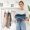 imageHOUSE DAY Pants Hangers Space Saving Wood Jean Hangers for Closet Non Slip Multi Functional Pants Rack Hanger Multiuse Pant Organizer for Closet Space Saving Hangers for Pants 4PACK BlackWalnut