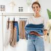 imageHOUSE DAY Pants Hangers Space Saving Wood Jean Hangers for Closet Non Slip Multi Functional Pants Rack Hanger Multiuse Pant Organizer for Closet Space Saving Hangers for Pants 4PACK BlackBlack
