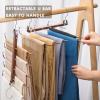 imageHOUSE DAY Pants Hangers Space Saving Wood Jean Hangers for Closet Non Slip Multi Functional Pants Rack Hanger Multiuse Pant Organizer for Closet Space Saving Hangers for Pants 4PACK BlackWalnut